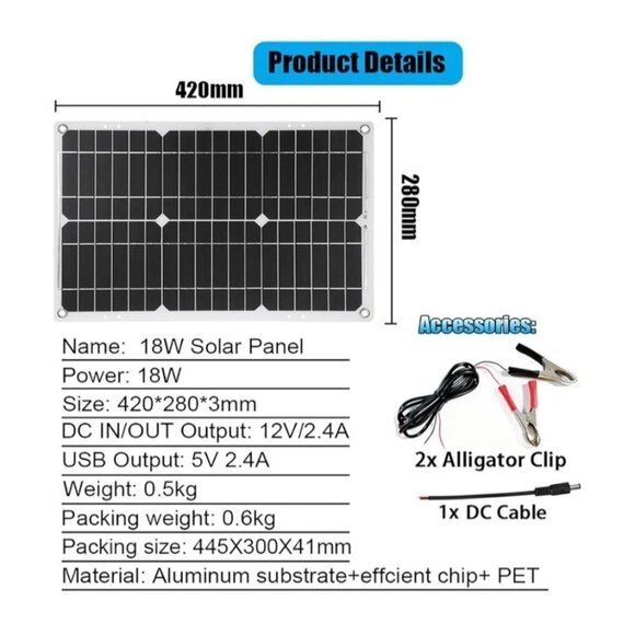 Solar Inverter Kit 18W Solar Panel 6000W Car Power Inverter LCD 30A Solar Charge - Picture 2 of 16